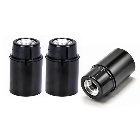 TWDRTDD E12 Candelabra Base Socket,Black Candelabra Light Socket,E12 Lamp Holder for Incandescent LED Light Bulb, UL Listed,Keyless Phenolic (3-Pack)