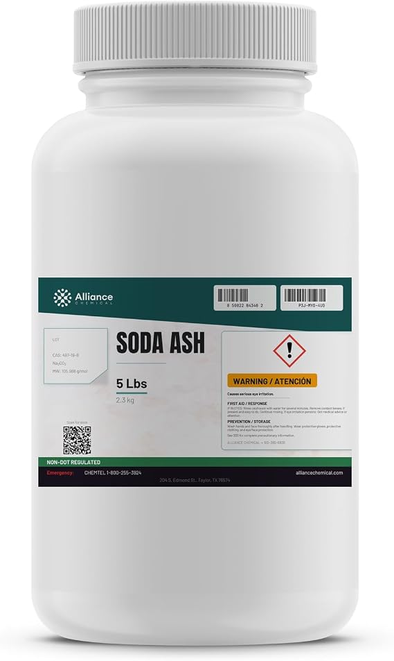 Soda Ash (Sodium Carbonate) - 5 Lb - Soda Ash for Tie Dye, Water Softening, and Industrial Cleaning