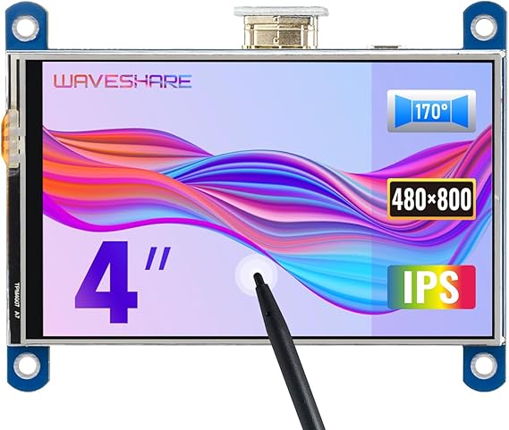 waveshare 4 inch HDMI LCD IPS Display 800x480 Resolution Resistive Touch Screen Interface for Raspberry Pi 4 B/3 B/3 B+/2 B/B+/B Zero W