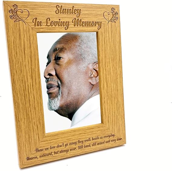 Personalised In Loving Memory Photo Frame Oak wood finish (4 x 6 Inch)