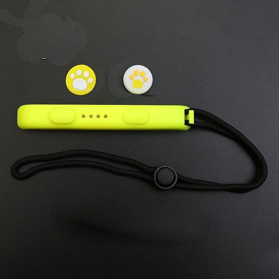 Wrist Strap Band Hand Rope Lanyard +Thumb Grips Joystick Cap Cover Case for Nintend Switch Joy-Con (Yellow)