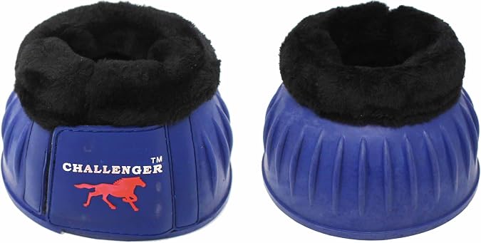 CHALLENGER Horse Training Ribbed Rubber Hoof Impact Overreach Protection Fleece Lined Bell Boots 41HI01