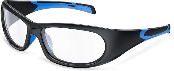 Safety Glasses with Impact & Scratch Resistant,No-Slip Grips, UV Protection (Black)