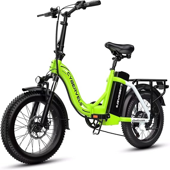 Cybervelo 750W Folding Electric Bike, 48V 20.8AH/50AH Large Removable Battery E-Bike, 80 Miles Max Range, 20" Fat Tire Electric Bike for Adults, Adult Electric Bicycles for Commute
