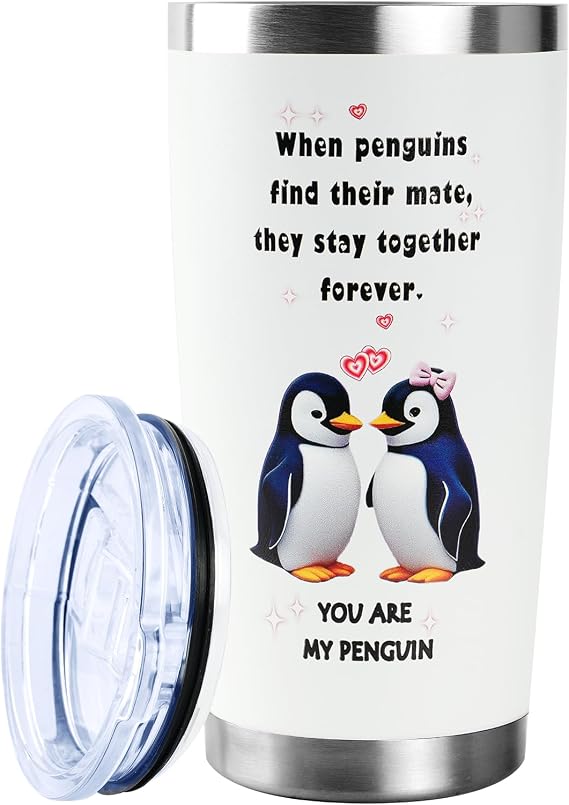 TOONGEEN Gifts for Girlfriend Boyfriend, 20oz Stainless Steel Penguin Mug