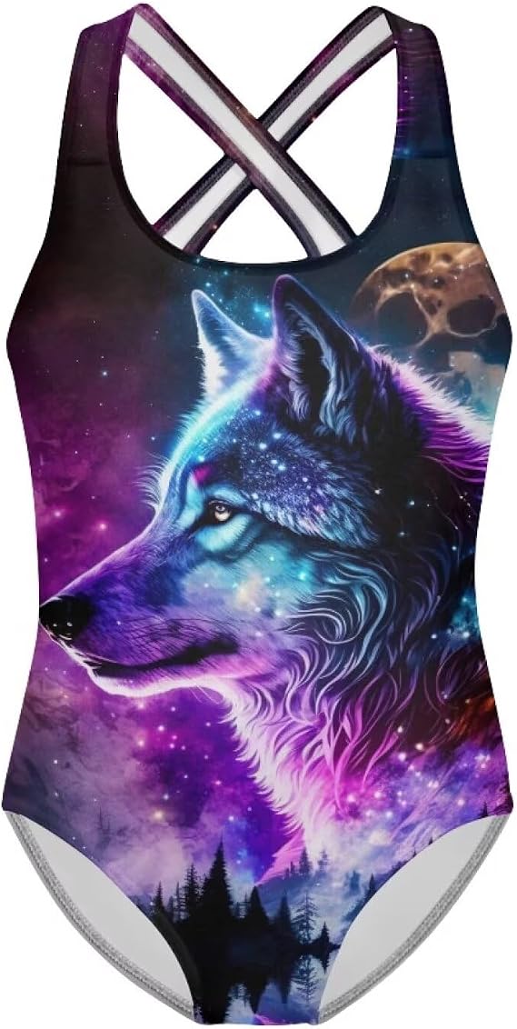 ZFRXIGN Girls One Piece Swimsuits Sport Cross Back Straps Swimwear Beach Bathing Suit 5-14 Years