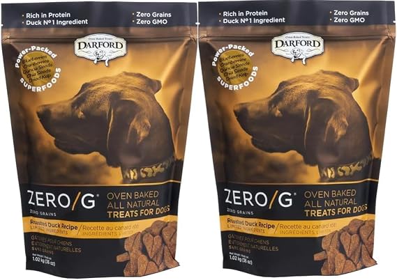 Darford Zero G Roasted Duck Dog Treats 2-Pack (36oz Bags) Grain Free, Oven-Baked Superfood Biscuits High Protein, Limited Ingredient, All Natural Dog Treats No Corn, Soy or Fillers