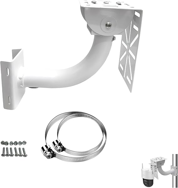 Security Camera Pole ,Security Camera Mount, Wall bracketfor Security Dome Cameras, WALL Mounts, (Vertical Pole Bracket+Hoop 7.8 in )