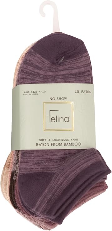 Felina | No-Show Bamboo Women's Socks | 10-Pack