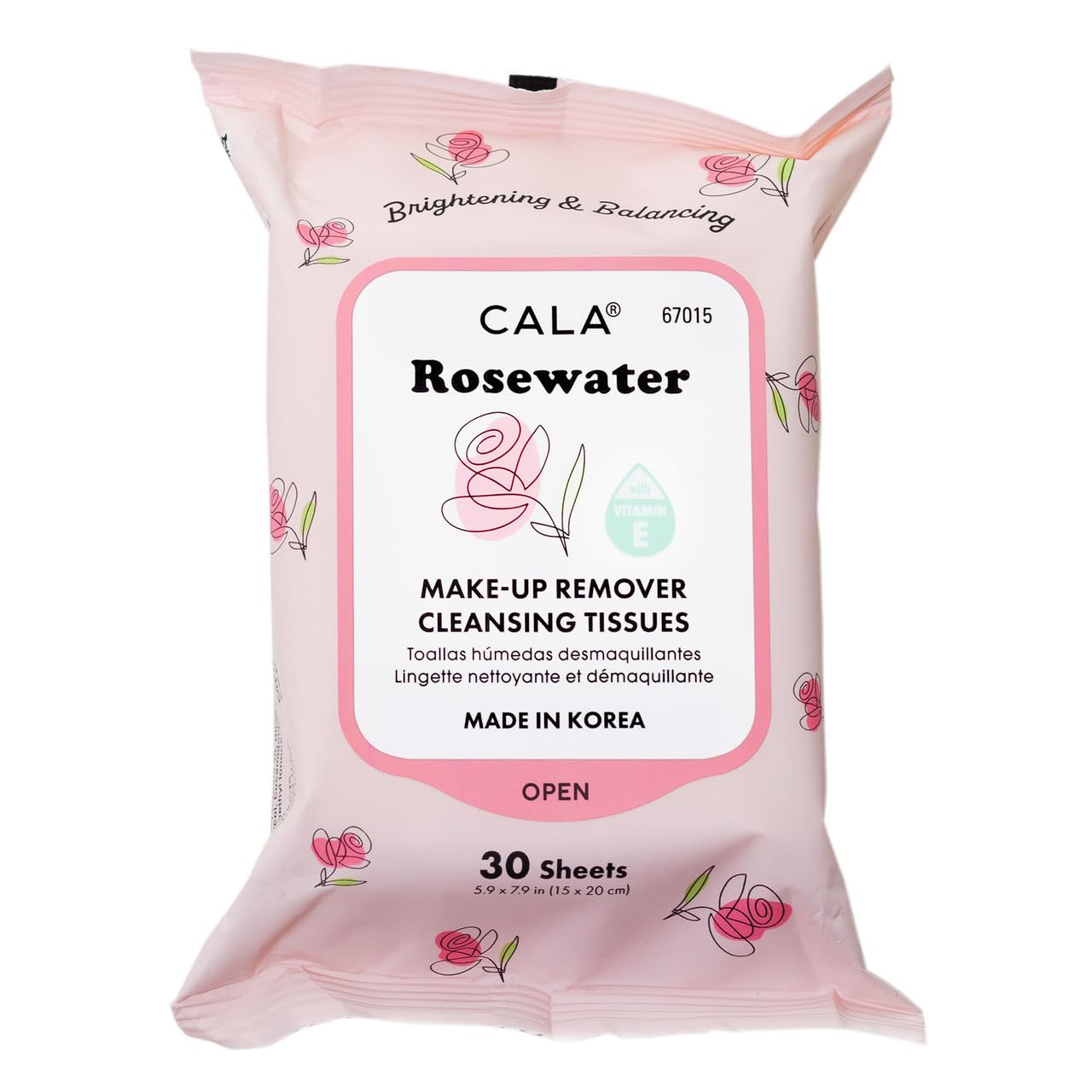 CALA Makeup Remover Cleansing Tissues: Rosewater 30 Sheets - Hydrating, Soothing Wipes For A Smooth, Radiant Complexion, Gentle On All Skin Types