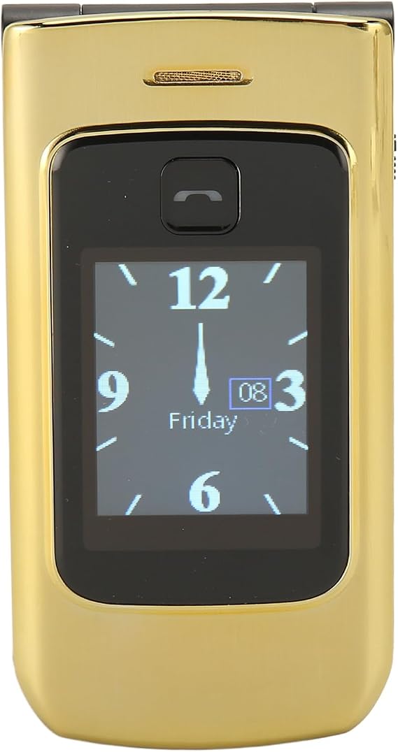 YEEMI K21+ Big Button 4G Flip Cell Phone Dual Screen Speed Dial Basic Mobile Phone with SOS for Elderly (Gold)