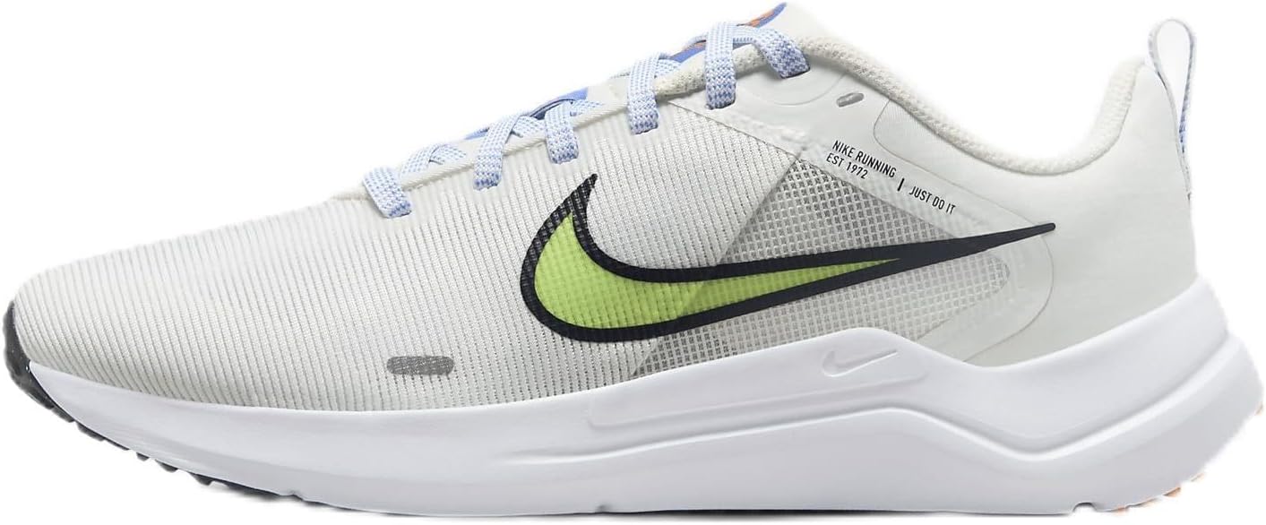 Nike Downshifter 12 (DD9294-104, Summit White/White/Obsidian/Lime Blast) Size 10.5