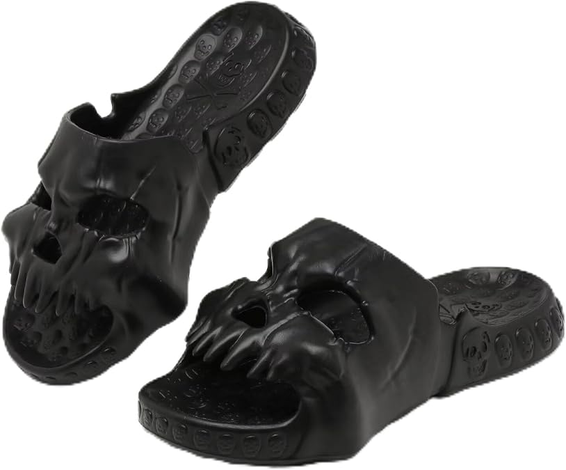 Cheval Skull Slide Sandals for Women Men Anti-Slip Cushioned Slippers EVA Thick Soft Slides Open Toe Slide on Indoor Outdoor Beach Pool Sandals Khaki