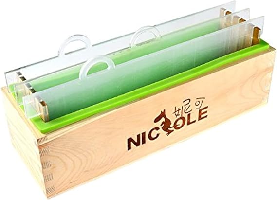 Rectangular Silicone Soap Mold with Wood Box and Transparent Vertical Acrylic Clapboard for Handmade Loaf Mould