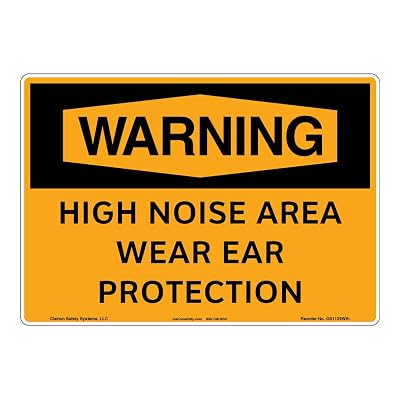 WarningHigh Noise Area Wear Ear Protection Sign OS1129WH-|Weatherable Polyester 12 X 18 Self Adhesive |OSHA Signs|Sign for Business, Retail, Workplace, Restaurant, Medical Facility