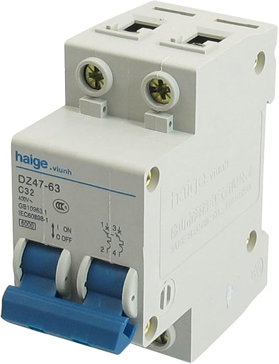uxcell AC 400V 32A 6000A 2 P MCB Miniature Circuit Breaker DZ47-63 C32