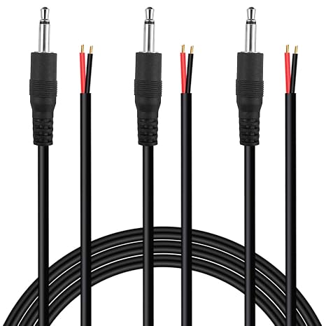SIOCEN (3 Pack 6 ft Replacement 3.5mm Male Plug to Bare Wire Open End TS 2 Pole Mono 1/8" 3.5mm Plug Jack Connector Audio Cable Repair