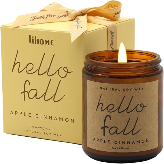 Fall Decorations for Home - Fall Candles, Gifts for Women(Apple Cinnamon) | Natural Soy Wax with a Cotton Wick for a Clean Steady Burn in a 7 Oz Jar That Adds Cozy Ambiance to Any Room