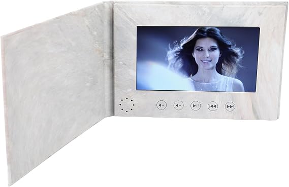 Fockety Video Greeting Card, 7 Inch Electronic Video Brochure with LCD Screen & 2GB Memory, DIY Wedding Video Book for Fathers Day, Mothers Day, Christmas, Anniversary, Marketing (Grey)