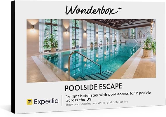 Wonderbox - Experience Gift - Poolside Escape - 1 Night Stay | 1 Night Stay with Pool Access, 1,400+ Expedia hotels in various cities and states, No Expiration Date