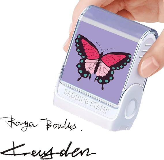 Custom Signature Stamp - Stamp Customized with Your Signature |Signature Image Custom Stamp | Great for use at Home and at Work| Three Ink Color Options Purple