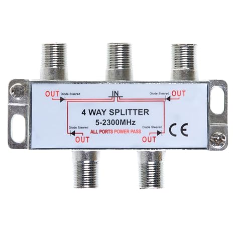 Cables Direct Online 4 Way Bi-Directional 5-2300 MHz Indoor and Outdoor Waterproof Coaxial Antenna Splitter for RG6 RG59 Coax Cable Satellite HDTV (4 Ports)