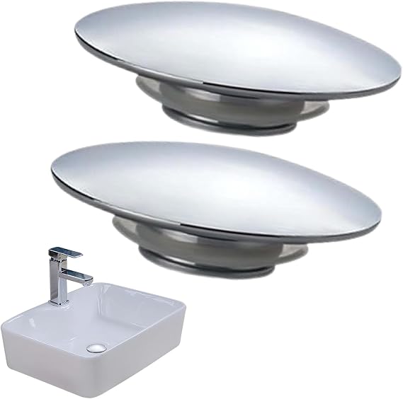 2 PCS Bathroom Sink Plug Replacement, Click Clack Pop Up Sink Stopper, Chrome Basin Drain Stopper, Push Button Sink Plug for Bathroom Sinks Suitable for 36-38mm