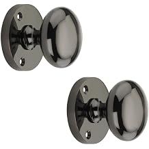 Infinity Decor Victorian Mortice Sprung Round Door Knobs Set Black Nickel Finish Pull Handles Pair 52mm - Ideal for Interior and Exterior Use
