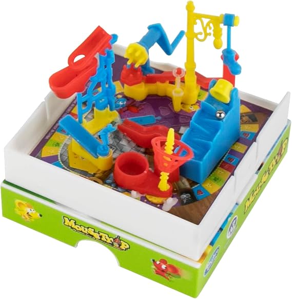 World's Smallest Mouse Trap Game, Miniature Gameboard, Mouse & 27 Parts with Pocket Sized Case, Classic Mouse Trap Game, 1-2 players, Portable Travel Toy for Kids & Collectors, Ages 6+
