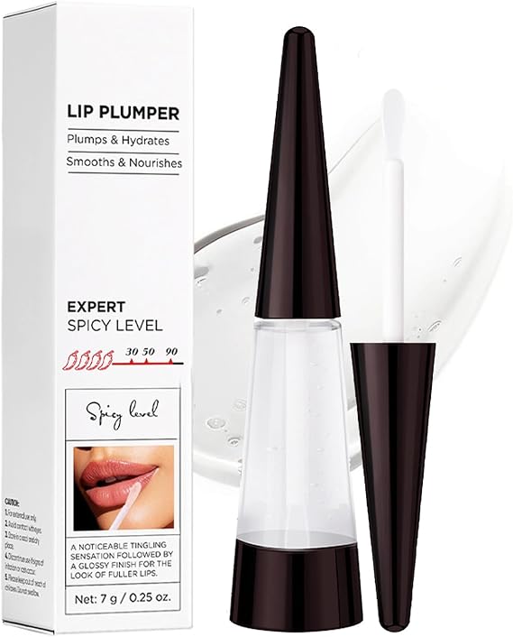 Lip Plumper Gloss - Moisturizing Clear Lip Gloss with Hyaluronic Acid - Smooth Plumping Lip Gloss Serum - Long-Lasting Juicy Lip Hydrating Lip Filler,High Shine Lightweight Lip Beauty