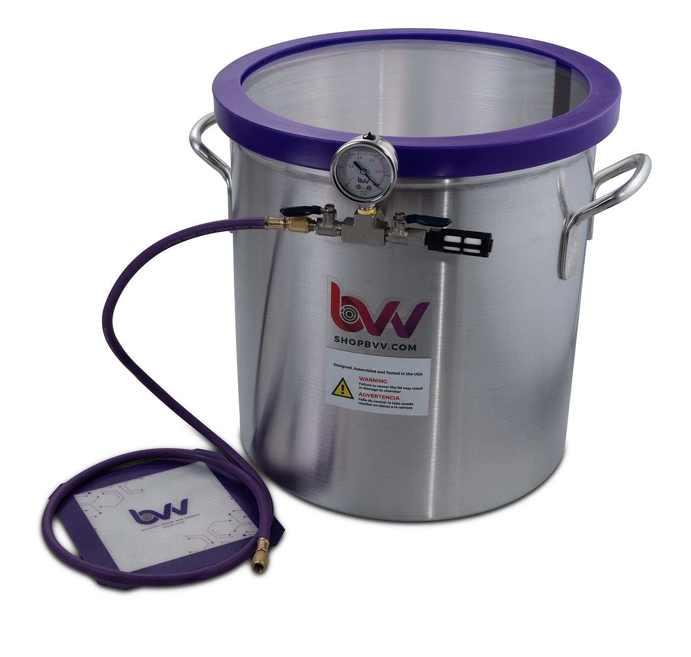 BVV 10 Gallon Aluminum Vacuum Chamber with Glass Lid