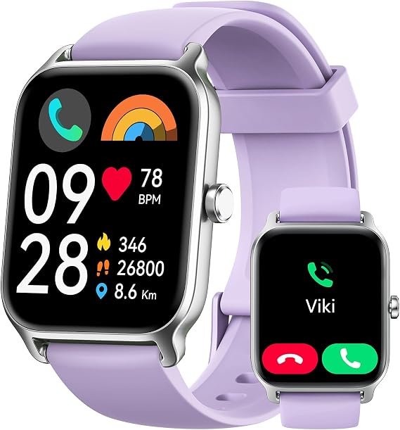 Smart Watch for Men Women, Answer/Make Calls, Alexa Built-in, [1.8" HD Screen] Smart Watches for iPhone/Samsung/Android, Fitness Watch with Heart Rate Sleep SpO2 Monitor,IP68,100+ Sports-Purple