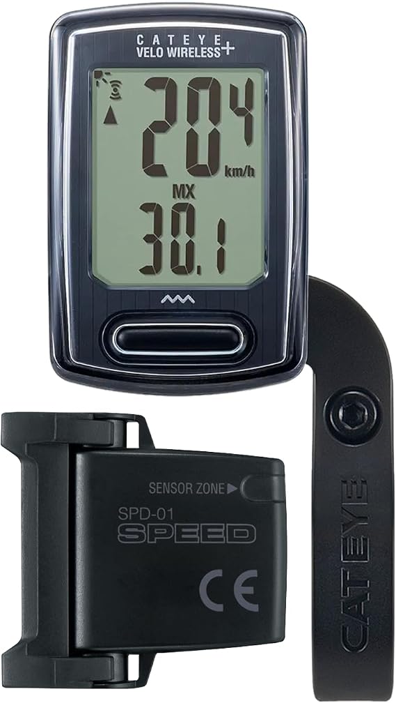 CATEYE Velo Wireless+ OF-100 | Analog Wireless Cyclocomputer, Speedometer & Odometer, Calorie Tracking, Out Front Mount, Auto Start/Stop