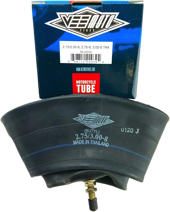 2.75/3.00-8, 2.75-8, 3.00-8 Vee Moto Motorcycle Inner Tube with TR4 Valve Stem