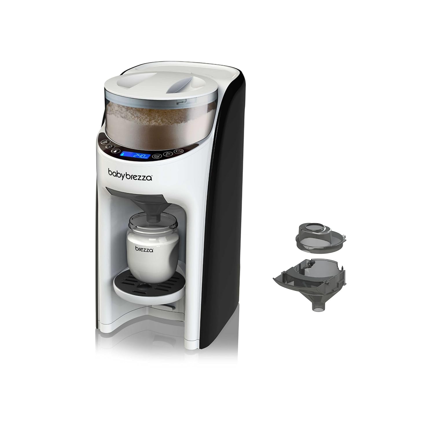 Baby Brezza Formula Pro Advanced - Automatic Bottle Maker - Mixes Milk Powder & Water Perfectly - With 2 Milk Powder Funnel (1 in Device 1 Extra) - 3 Temperatures - BPA Free - White/Black