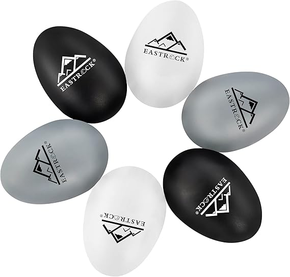 EastRock 6 PCS Plastic Egg Shaker Set Black White Gray Maracas
