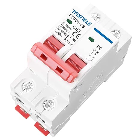 2P DC 1000V Solar Mini Circuit Breaker Battery Switch 6A 10A 16A 20A 25A 32A 40A 50A 63A DC MCB for Photovoltaic PV System (20A)