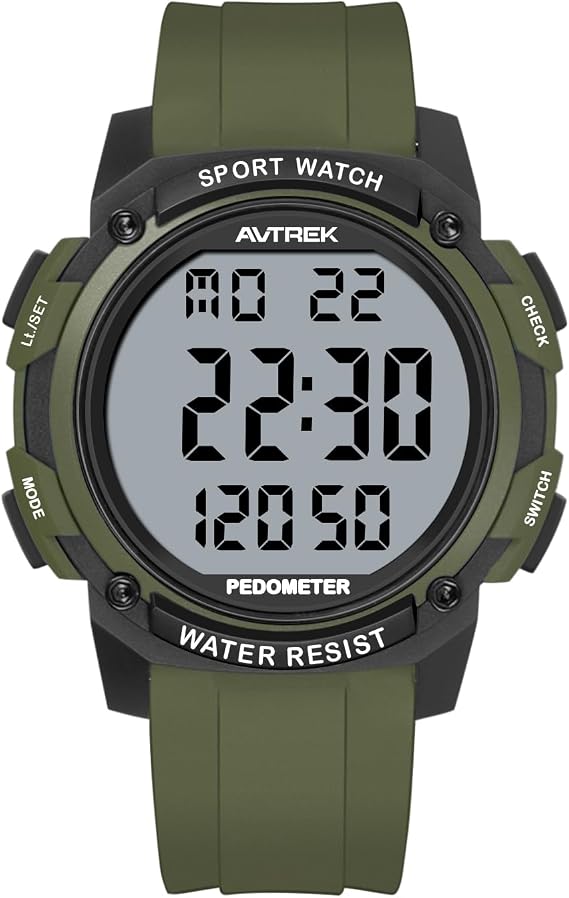 AVTREK Waterproof Pedometer Watch Step Counter for Walking No APP/Bluetooth