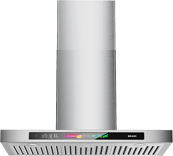 BRANO Wall Mount Range Hood 30 Inch, 900 CFM, Modern Ultra-Slim Design