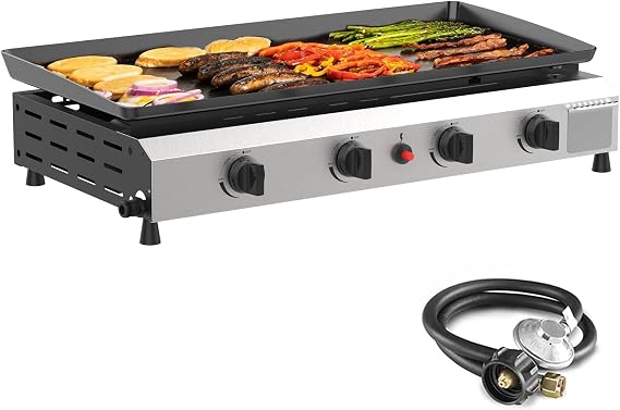 SKOK 4-Burner Outdoor Tabletop Gas Griddle Portable Flat Top Gas Grill