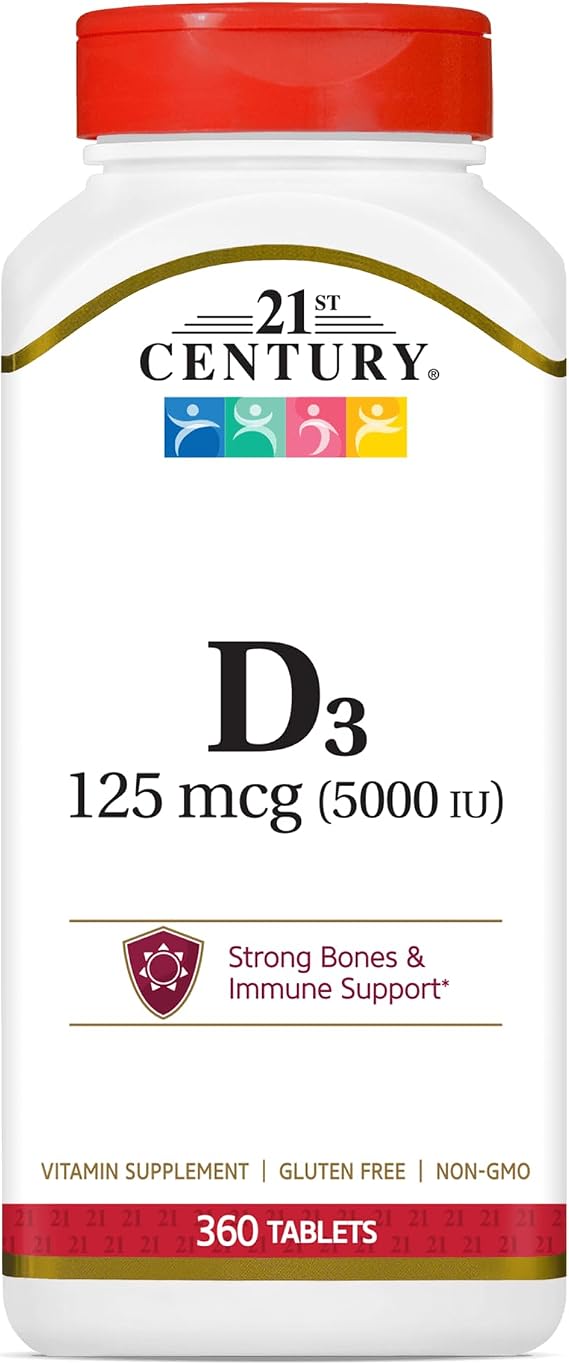 21st Century D3 5000 IU Tablets, 360 Count (Pack of 1)