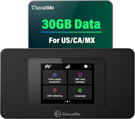 GlocalMe DuoTurbo 4G Mobile Hotspot Device with 30GB US/CA/MX Data 60 Days