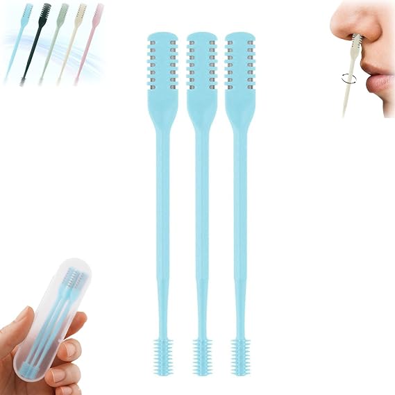 Nasal Hair Cutter, 2-in-1 Nasal Hair Cutter, 2025 Upgrade Double Sided Nose Hairs Knife, Nose Trimmer Women, Manual Nose Ha-Ir Remover Portable Multipurpose (Blue)