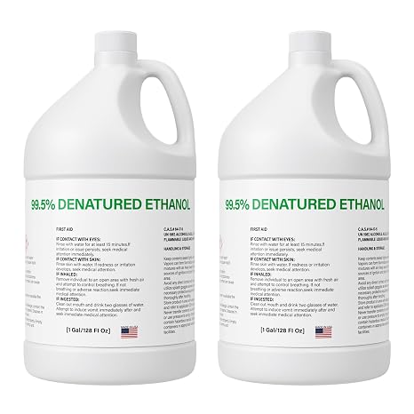 99% Denatured Alcohol, SDA 40B Ethanol Solvent, 200 Proof, 2 Gallon | High Purity Denatured Ethanol for Lab, Research, Industrial Use Applications, 8 x 1 Liter