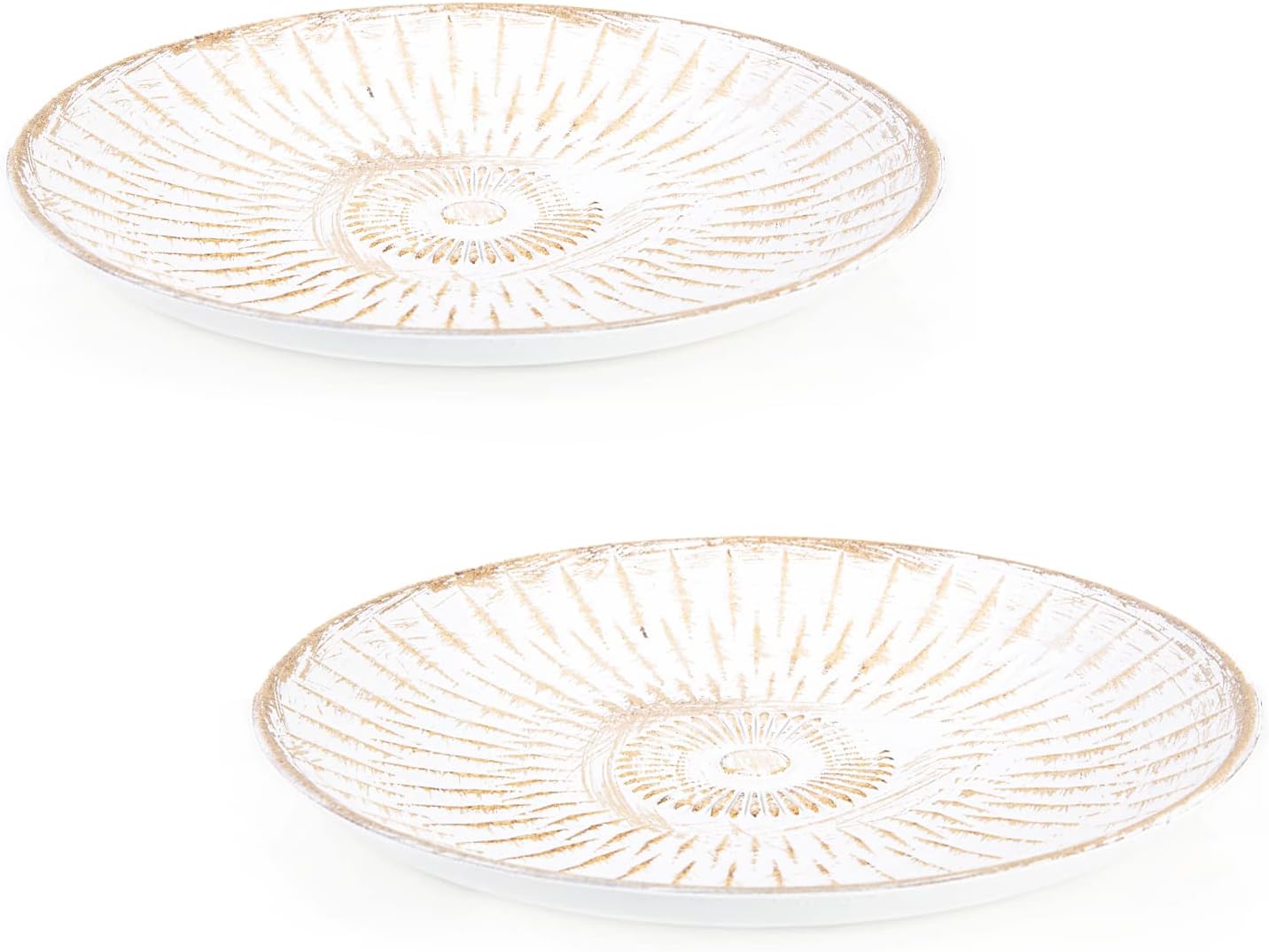 Logbuch-Verlag 2 Maritime Decorative Bowls Shell Ammonite Wood White Washed Jewellery Tray Key Rack Diameter 29 cm