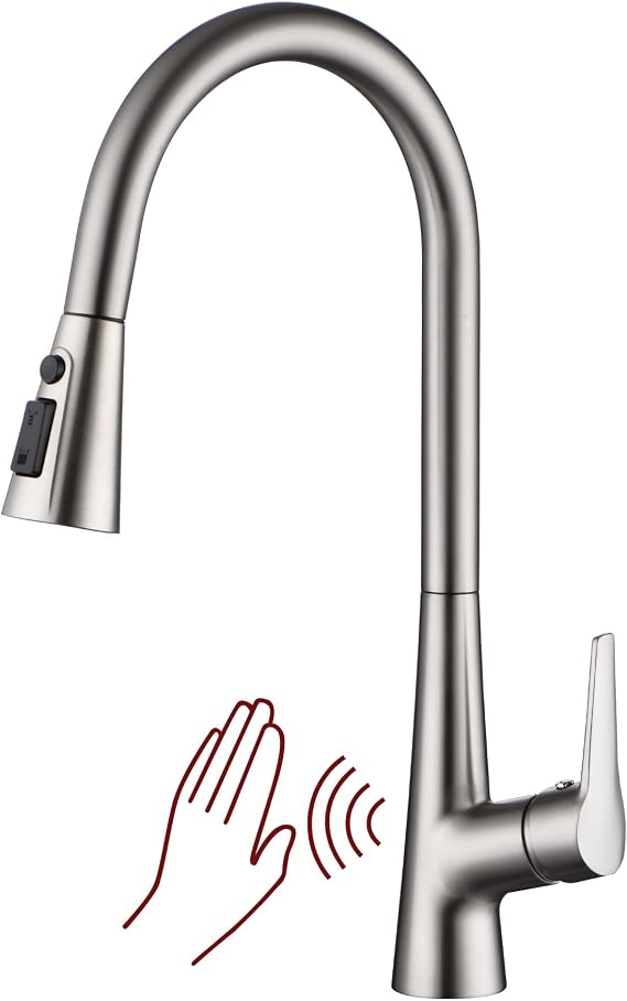 SUMERAIN Motion Sensor Kitchen Sink Faucet, Brushed Nickel