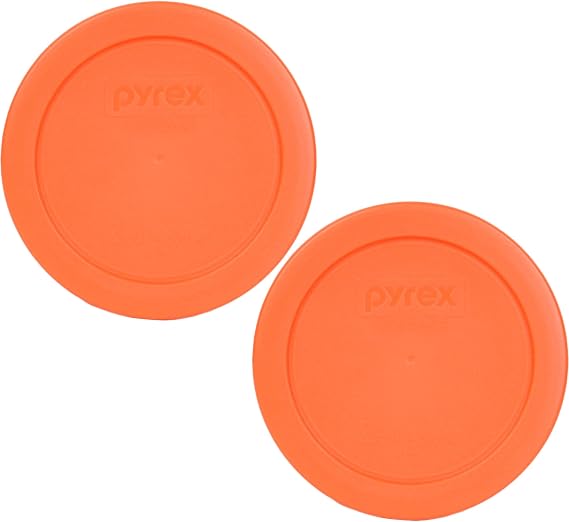 Pyrex 7200-PC 2 Cup Orange Food Storage Replacement Lid 2-Pack - Made in USA