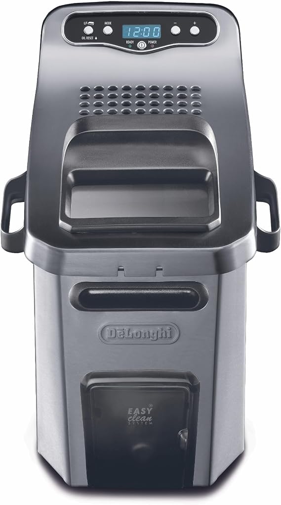 DeLonghi Livenza Deep Fryer with EasyClean System, Cool Zone, Adjustable Thermostat, Dishwasher-Safe Parts, Large Capacity, Easy Oil Draining, Stainless Steel