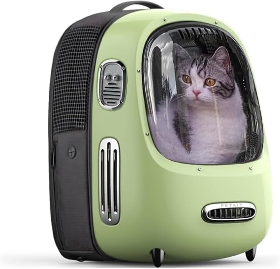 PETKIT Cat Carrier Backpack with Inbuilt Fan & Light, Ventilated Cat Bubble Back Pack for Cat Puppy with Padded and Adjustable Strap, Detachable and Lightweight for Travel Hiking Walking Camping