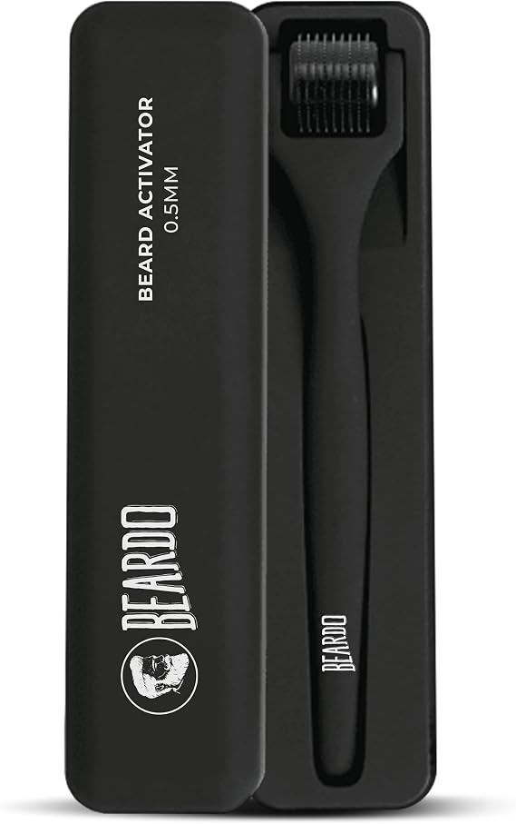 Beardo Beard Activator Advance Derma Roller for Men with 540 Chromium needles 0.5 mm | For Scalp & Beard | Stimulates Hair Follicles | For Hair and Beard Growth | Safe & Easy to use | Effective